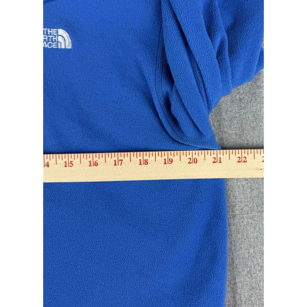 The North Face Men's Large Blue 1/4 Zip Fleece Pullover Jacket Logo